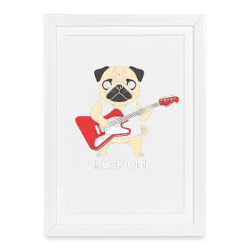 Illustration de la guitare de Pug Rock - Affiche encadrée (27 × 37 cm) - blanc - Devant