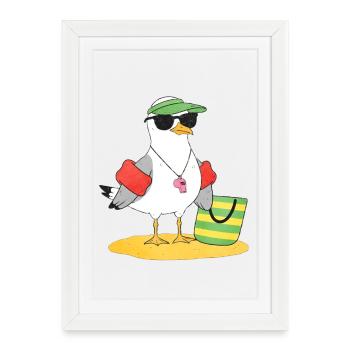Look plage de la mouette - Affiche encadrée (27 × 37 cm) - blanc - Devant