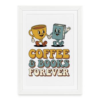 Livres de café Bonne humeur Rat de bibliothèque rétro - Affiche encadrée (27 × 37 cm) - blanc - Devant