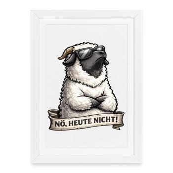 Nö Heute Nicht Walliser Schwarznasenschaf Lustig - Gerahmtes Poster (27 × 37 cm) - Weiß - Vorne