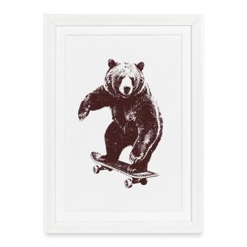 Patinage Bear - Affiche encadrée (27 × 37 cm) - blanc - Devant