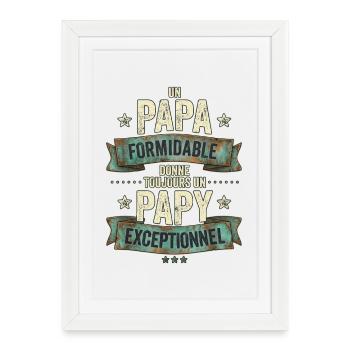 Papa Formidable Papy Exceptionnel Cadeau - Affiche encadrée (27 × 37 cm) - blanc - Devant