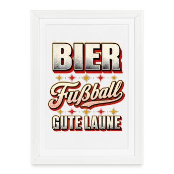 Bier Fußball Gute Laune - Gerahmtes Poster (27 × 37 cm) - Weiß - Vorne