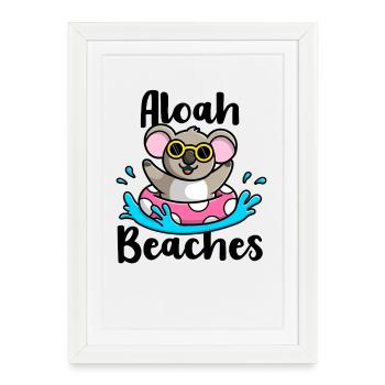 Cool Koala Beach Vacation Summer Aloha Beaches - Framed poster (27 × 37 cm) - white - Front