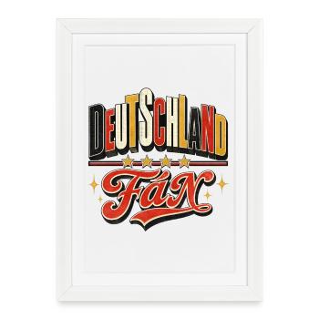 DeutschlandFan Retro Schriftzug - Gerahmtes Poster (27 × 37 cm) - Weiß - Vorne