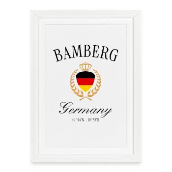 Couronne des armoiries de Bamberg Allemagne – Souvenir de voyage - Affiche encadrée (27 × 37 cm) - blanc - Devant