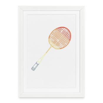 Badminton Racket Sketch - Framed poster (27 × 37 cm) - white - Front