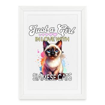 Siamese Cat Girl - Framed poster (27 × 37 cm) - white - Front