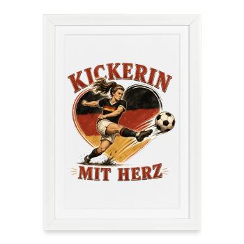 Kickerin Mit Herz – Fußballheldin im Herz - Gerahmtes Poster (27 × 37 cm) - Weiß - Vorne