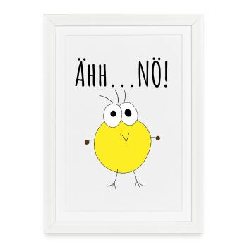 Yellow cartoon head on black - Framed poster (27 × 37 cm) - white - Front