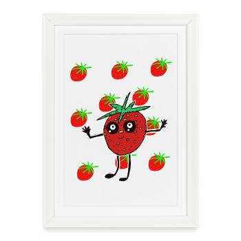 Funny Strawberry Strawberries Kids - Framed poster (27 × 37 cm) - white - Front