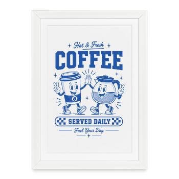 Kaffee Served Daily Coffee Shirt - Framed poster (27 × 37 cm) - white - Front