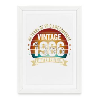 Édition limitée vintage 1966 - Affiche encadrée (27 × 37 cm) - blanc - Devant