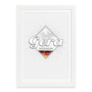 Gera Stadt in Deutschland Thüringen Souvenir - Gerahmtes Poster (27 × 37 cm) - Weiß - Vorne