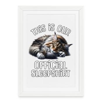 Chemise de nuit Maine Coon - Affiche encadrée (27 × 37 cm) - blanc - Devant