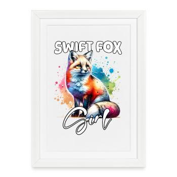 Fille Renard Rapide Renard Rapide Renard - Affiche encadrée (27 × 37 cm) - blanc - Devant