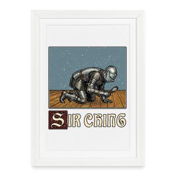 Sir Ching à la recherche de la Faire Rénaisienne médiévale - Affiche encadrée (27 × 37 cm) - blanc - Devant