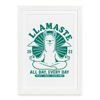 Pas de souci Llama, détends-toi - Affiche encadrée (27 × 37 cm) - blanc - Devant