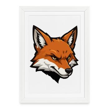 Illustration vectorielle de tête de renard - Affiche encadrée (27 × 37 cm) - blanc - Devant