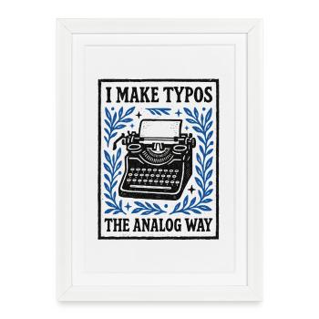 Fautes de frappe analogiques | Humour de machine à écrire - Affiche encadrée (27 × 37 cm) - blanc - Devant