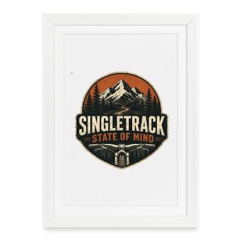 Vélo VTT Roue de Sentier Mono-Track - Affiche encadrée (27 × 37 cm) - blanc - Devant