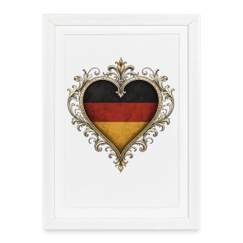 Heart flag in gold frame - Framed poster (27 × 37 cm) - white - Front