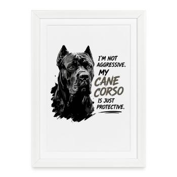 I'm Not Aggressive My Cane Corso Is Just - Framed poster (27 × 37 cm) - white - Front