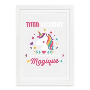 Tata Licorne Magique - Affiche encadrée (27 × 37 cm) - blanc - Devant