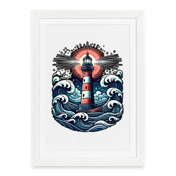phare - Affiche encadrée (27 × 37 cm) - blanc - Devant