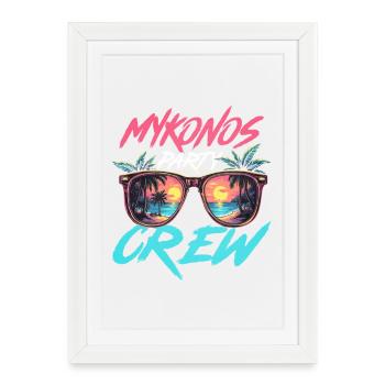Mykonos Party Crew - Framed poster (27 × 37 cm) - white - Front
