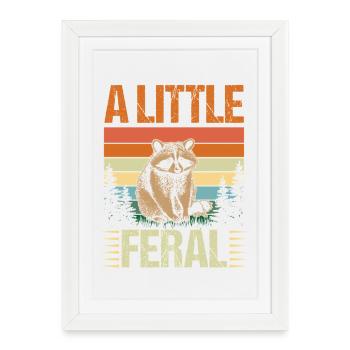 Panda Trash Raton laveur un peu sauvage - Affiche encadrée (27 × 37 cm) - blanc - Devant