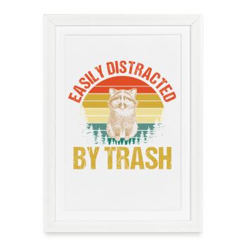 Trash Panda Raccoon - Framed poster (27 × 37 cm) - white - Front