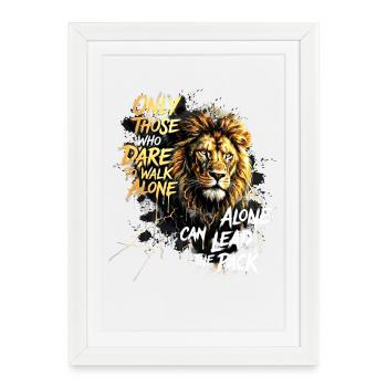 Leader de la motivation en Lion - Affiche encadrée (27 × 37 cm) - blanc - Devant
