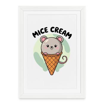 Motif de glace drôle de souris à la souris - Affiche encadrée (27 × 37 cm) - blanc - Devant