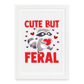 Raton laveur déchet, mignon mais sauvage - Affiche encadrée (27 × 37 cm) - blanc - Devant