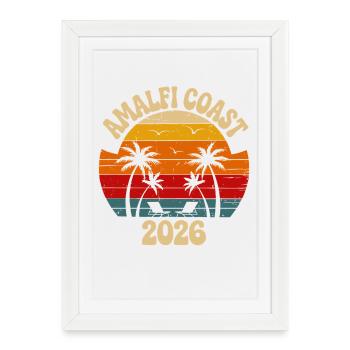 Coucher de soleil vintage 2026 de la côte amalfitaine - Affiche encadrée (27 × 37 cm) - blanc - Devant