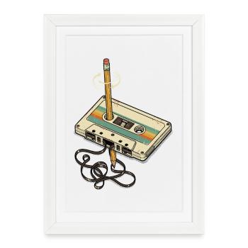 Cassette Outfit des années 90 Thème de la fête des années 90 - Affiche encadrée (27 × 37 cm) - blanc - Devant