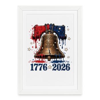 Cloche de la Liberté 1776–2026 - Affiche encadrée (27 × 37 cm) - blanc - Devant