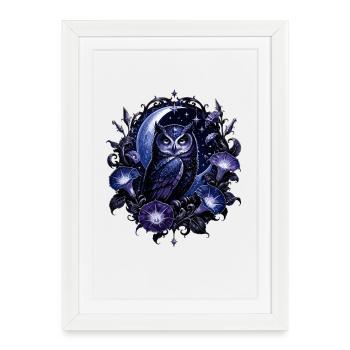Magie du Hibou de Clair de Lune - Affiche encadrée (27 × 37 cm) - blanc - Devant