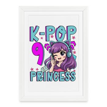 Princesse K-Pop Anniversaire de 9 ans - Affiche encadrée (27 × 37 cm) - blanc - Devant