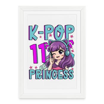 Princesse K-Pop Anniversaire de 11 ans - Affiche encadrée (27 × 37 cm) - blanc - Devant
