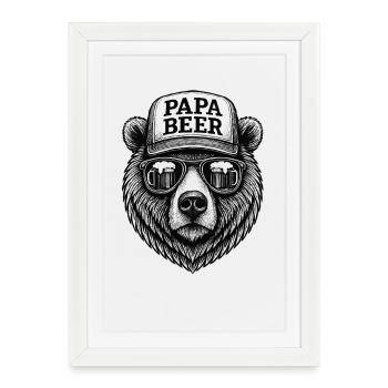 Papa Beer Father Bear Beer Humor Gift Idea - Framed poster (27 × 37 cm) - white - Front