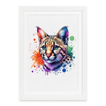 Savannah Cat Motif - Framed poster (27 × 37 cm) - white - Front