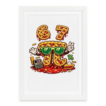 Conception de gâteau mathématique pour l’anniversaire 67 du Pi Day - Affiche encadrée (27 × 37 cm) - blanc - Devant