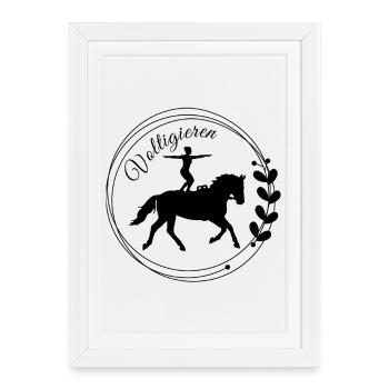 Voltigieren Stand: Volti Pferdesport Pflichtübung - Gerahmtes Poster (27 × 37 cm) - Weiß - Vorne