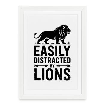 Paroles du lion : cadeau drôle de lion - Affiche encadrée (27 × 37 cm) - blanc - Devant
