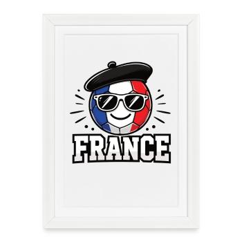 Soccer Ball with France Flag Funny Ball - Framed poster (27 × 37 cm) - white - Front