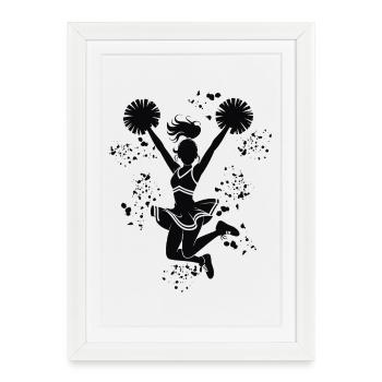 Cheerpom pom girls Mom Cheerleading - Affiche encadrée (27 × 37 cm) - blanc - Devant