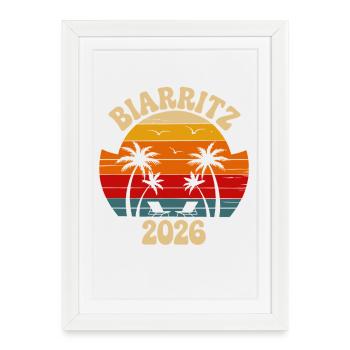 Biarritz Sunset 2026 Retro - Framed poster (27 × 37 cm) - white - Front