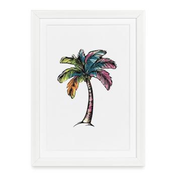 Plage de Palm Tree - Affiche encadrée (27 × 37 cm) - blanc - Devant